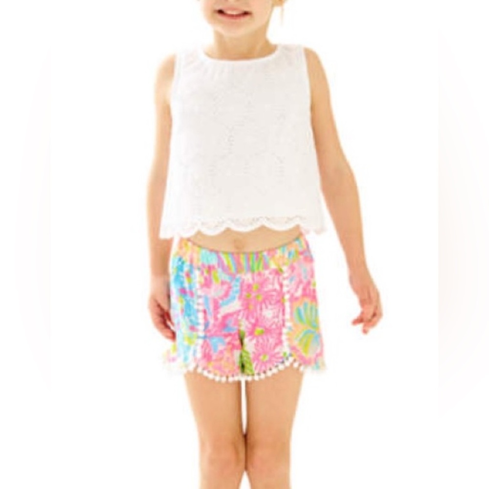 LILLY PULITZER | Girls eyelet lace top with scalloped  bottom size 14